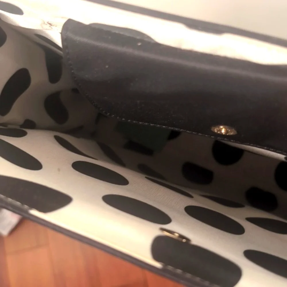 Kate spade Black Microfiber Fabric Vintage Tote Polkadot Interior Casing